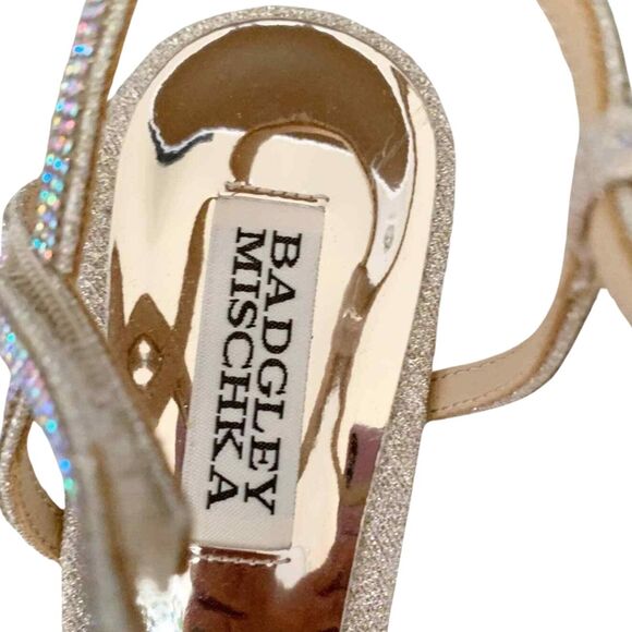 Badgley Mischka Unity Embellished Wedge Sandals 6.5 Gold NEW - Picture 5 of 6